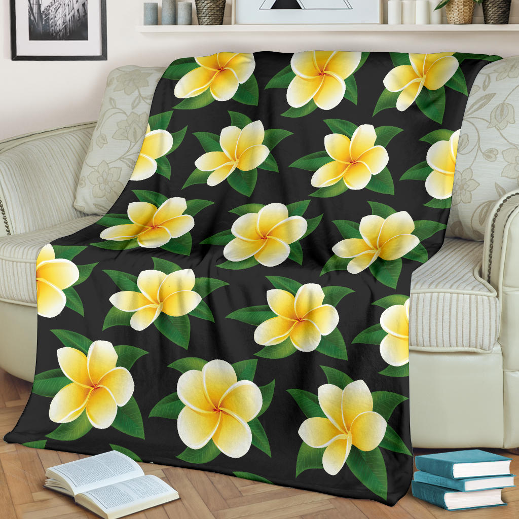 Plumeria Pattern Print Design A03 Premium Blanket