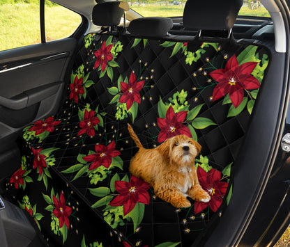 Poinsettia Pattern Print Design A01 Rear Dog Car Seat Cover Hammock