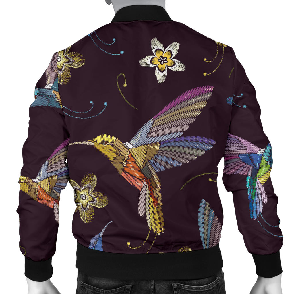 Hummingbird Pattern Print Design 04 Men Bomber Jacket