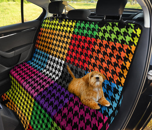 Houndstooth Colorful Pattern Print Design 01 Rear Dog Car Seat Cover Hammock