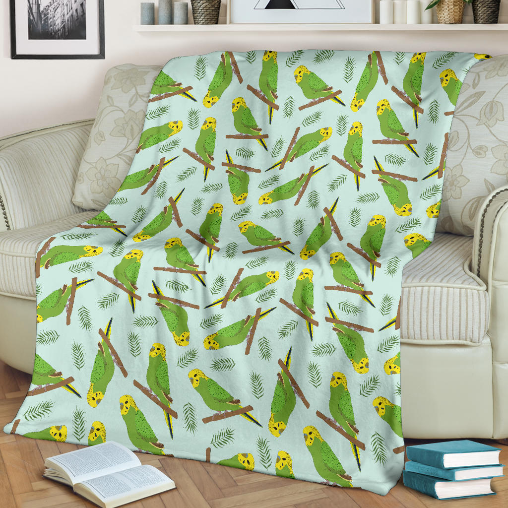 Budgerigar Pattern Print Design 04 Premium Blanket