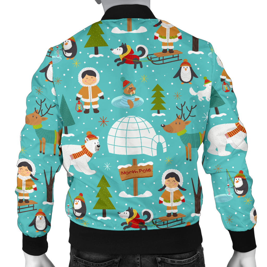 Eskimo Pattern Print Design 01 Men Bomber Jacket