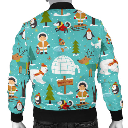 Eskimo Pattern Print Design 01 Men Bomber Jacket