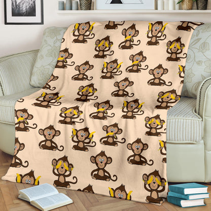 Monkey Pattern Print Design 03 Premium Blanket