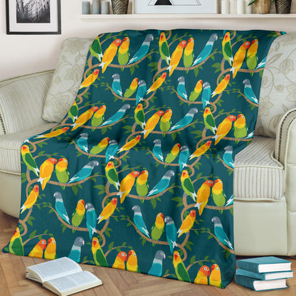 Lovebird Pattern Print Design 02 Premium Blanket