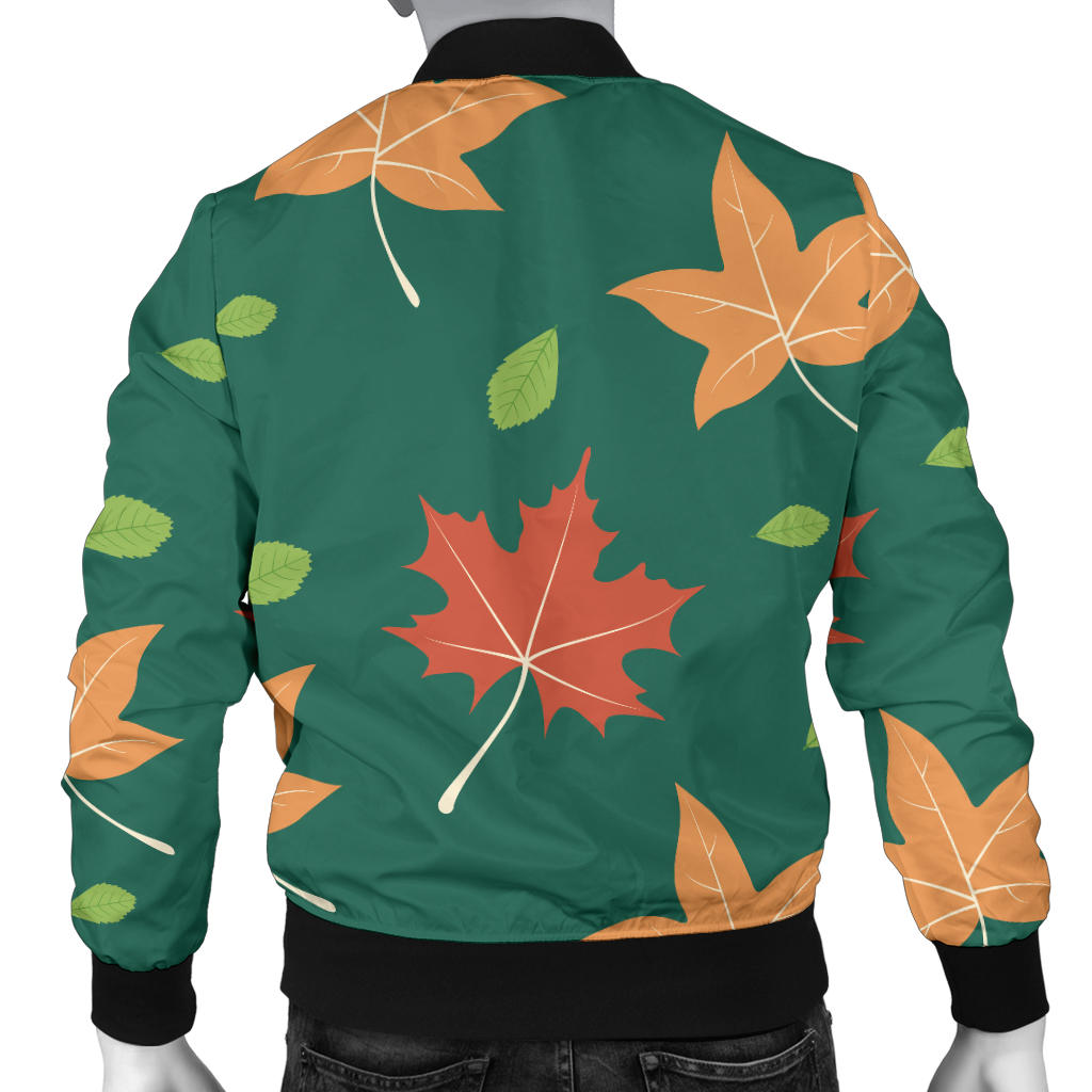 Maple Leaf Pattern Print Design 04 Men Bomber Jacket