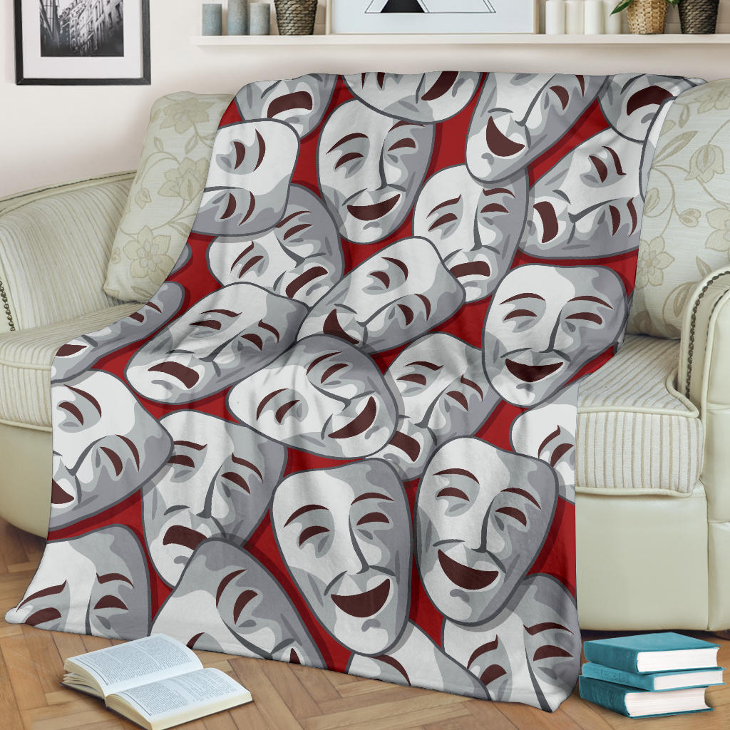 Acting Mask Pattern Print Design 01 Premium Blanket