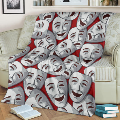 Acting Mask Pattern Print Design 01 Premium Blanket