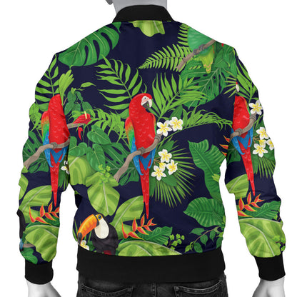 Rainforest Parrot Pattern Print Design A03 Men Bomber Jacket