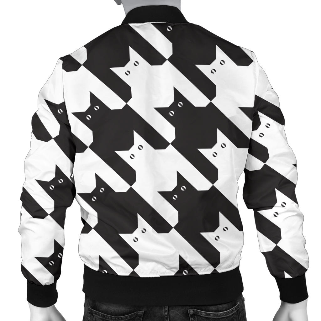 Cat HoundstoothPattern Print Design 01 Men Bomber Jacket