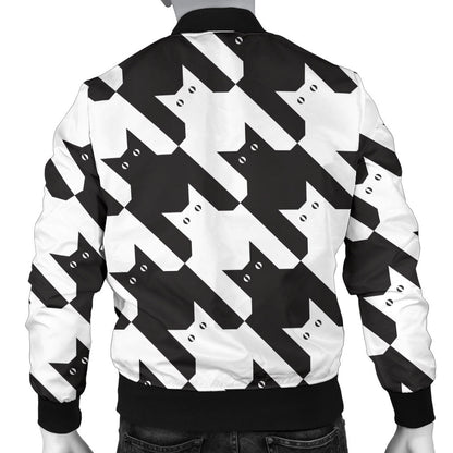 Cat HoundstoothPattern Print Design 01 Men Bomber Jacket
