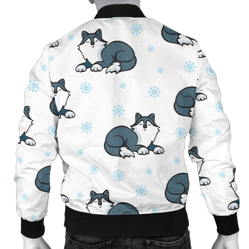 Alaskan Malamute Pattern Print Design 03 Men Bomber Jacket