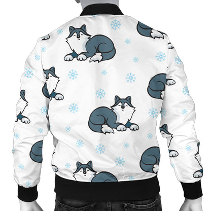 Alaskan Malamute Pattern Print Design 03 Men Bomber Jacket