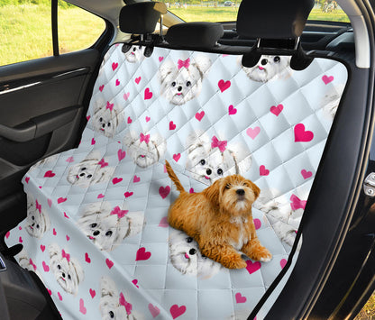 Maltese Pattern Print Design 03 Rear Dog Car Seat Cover Hammock