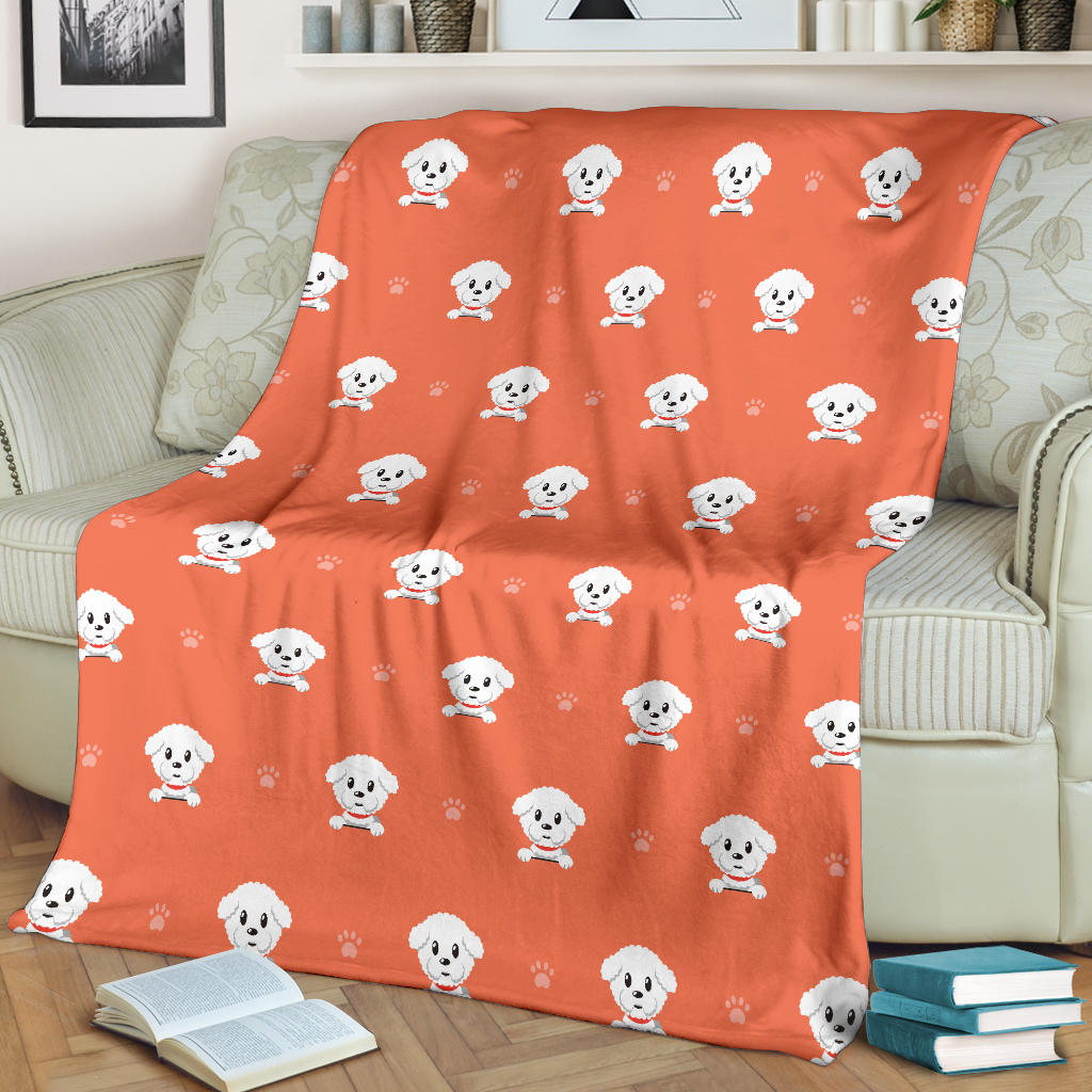 Bichons Frise Pattern Print Design 02 Premium Blanket