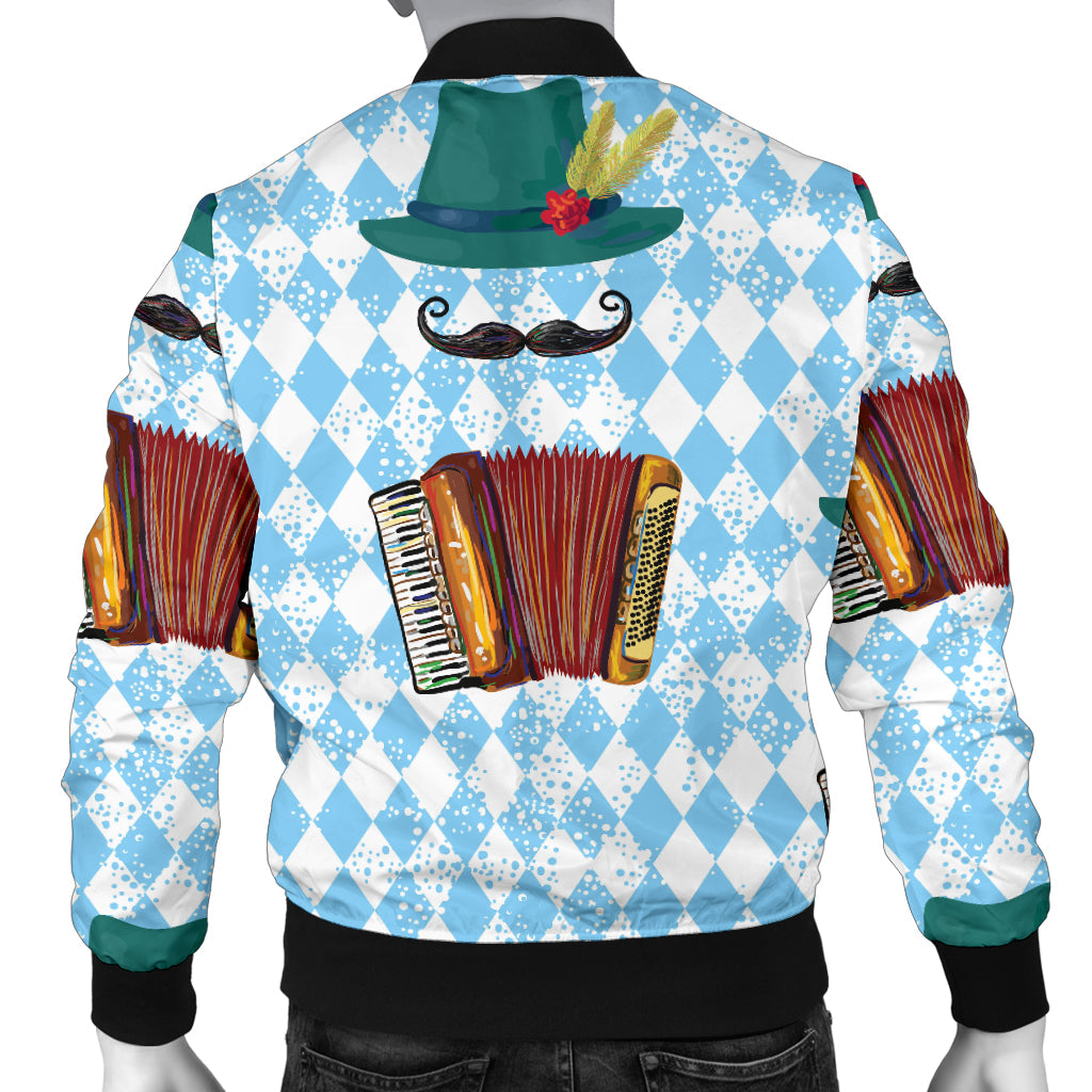 Accordion Mustache Pattern Print Design 01 Men Bomber Jacket