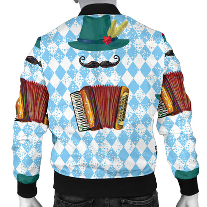 Accordion Mustache Pattern Print Design 01 Men Bomber Jacket