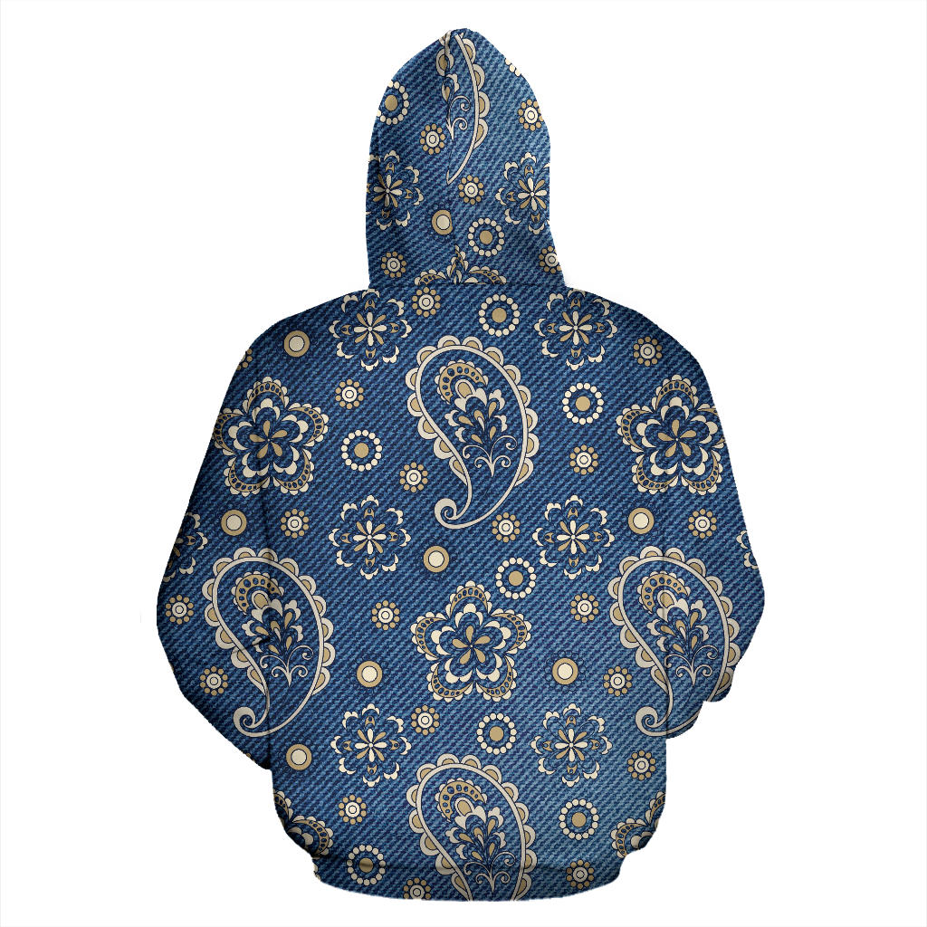 Jean Paisley Pattern Print Design 01 Pullover Hoodie