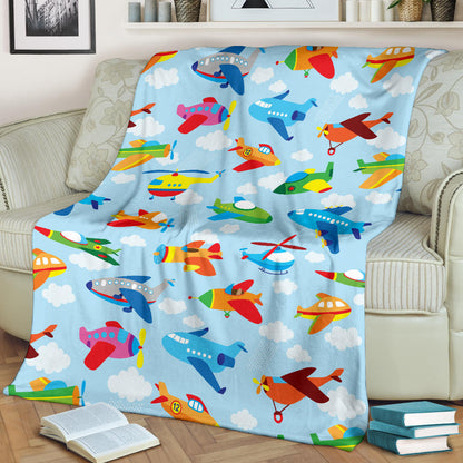Airplane Colorful Pattern Print Design 01 Premium Blanket