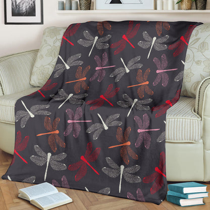 Dragonfly Pattern Print Design 01 Premium Blanket