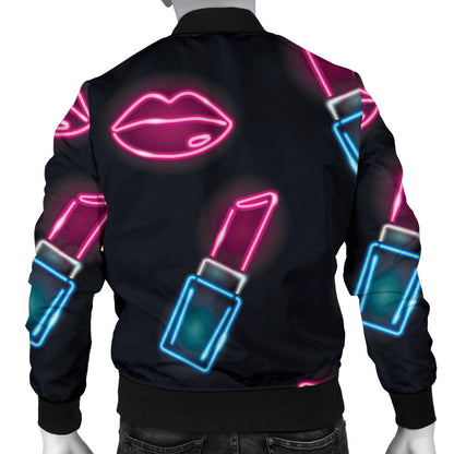 Lipstick Color Neon Pattern Print Design 03 Men Bomber Jacket