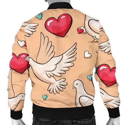 Pigeon Heart Pattern Print Design 04 Men Bomber Jacket