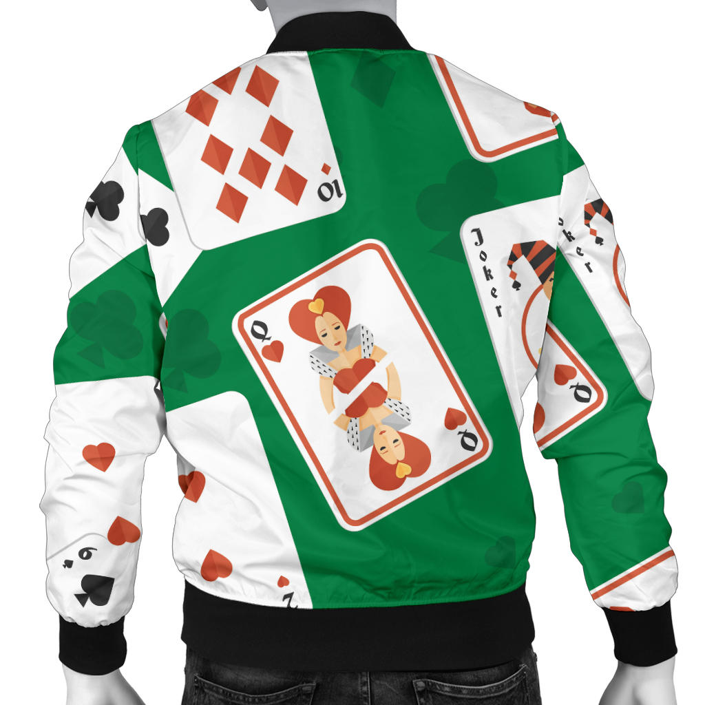 Poker Cards Pattern Print Design A03 Men Bomber Jacket