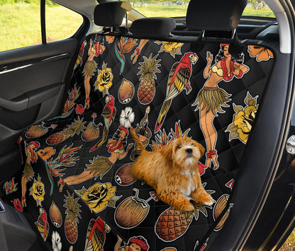 Hula Dancers Hawaiian Style Pattern Print Design 02 Rear Dog Car Seat Cover Hammock