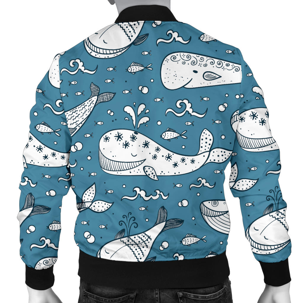Humpback Whale Pattern Print Design 03 Men Bomber Jacket