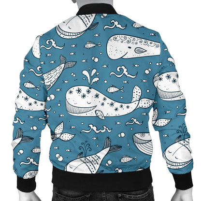 Humpback Whale Pattern Print Design 03 Men Bomber Jacket