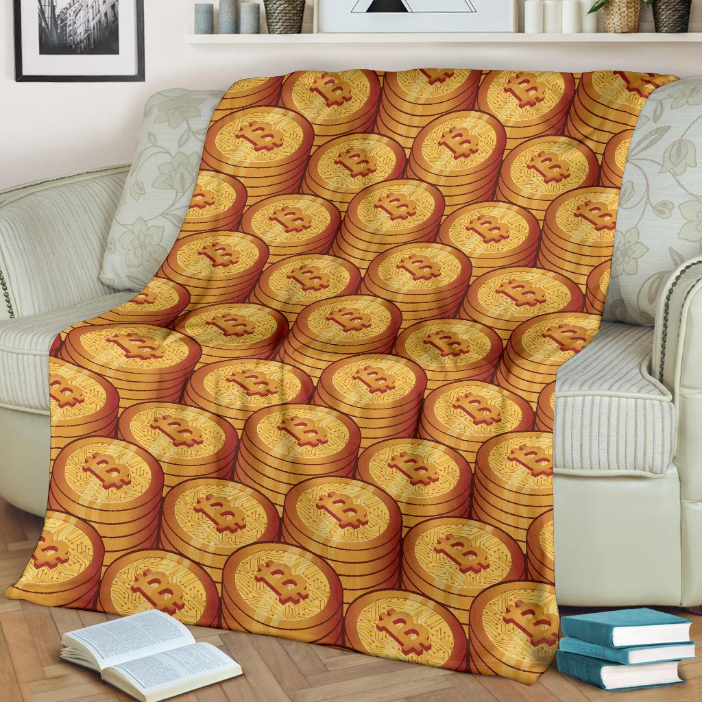 Bitcoin Pattern Print Design 02 Premium Blanket
