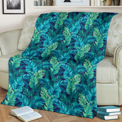 Banana Leaf Pattern Print Design 06 Premium Blanket
