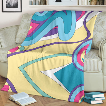 Funky Retro Pattern Print Design A01 Premium Blanket