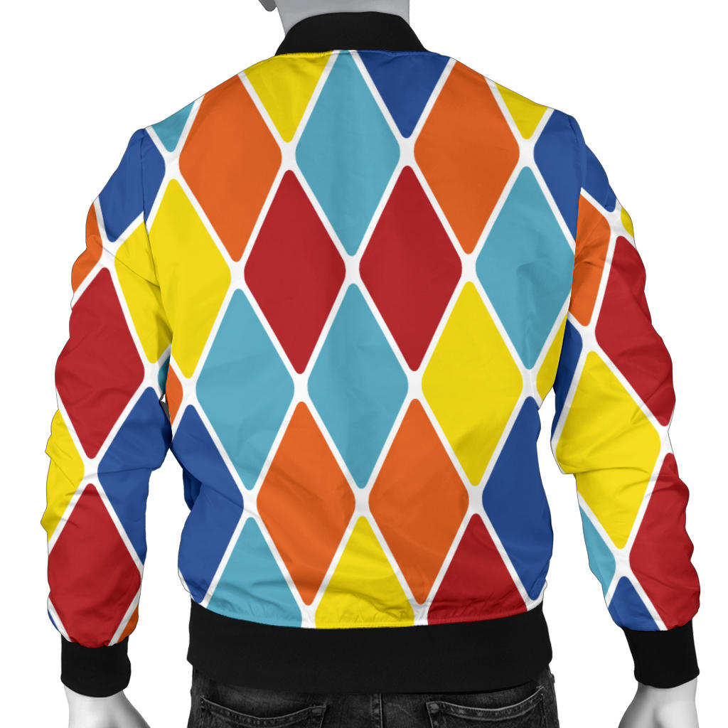 Harlequin Pattern Print Design 01 Men Bomber Jacket