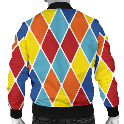 Harlequin Pattern Print Design 01 Men Bomber Jacket