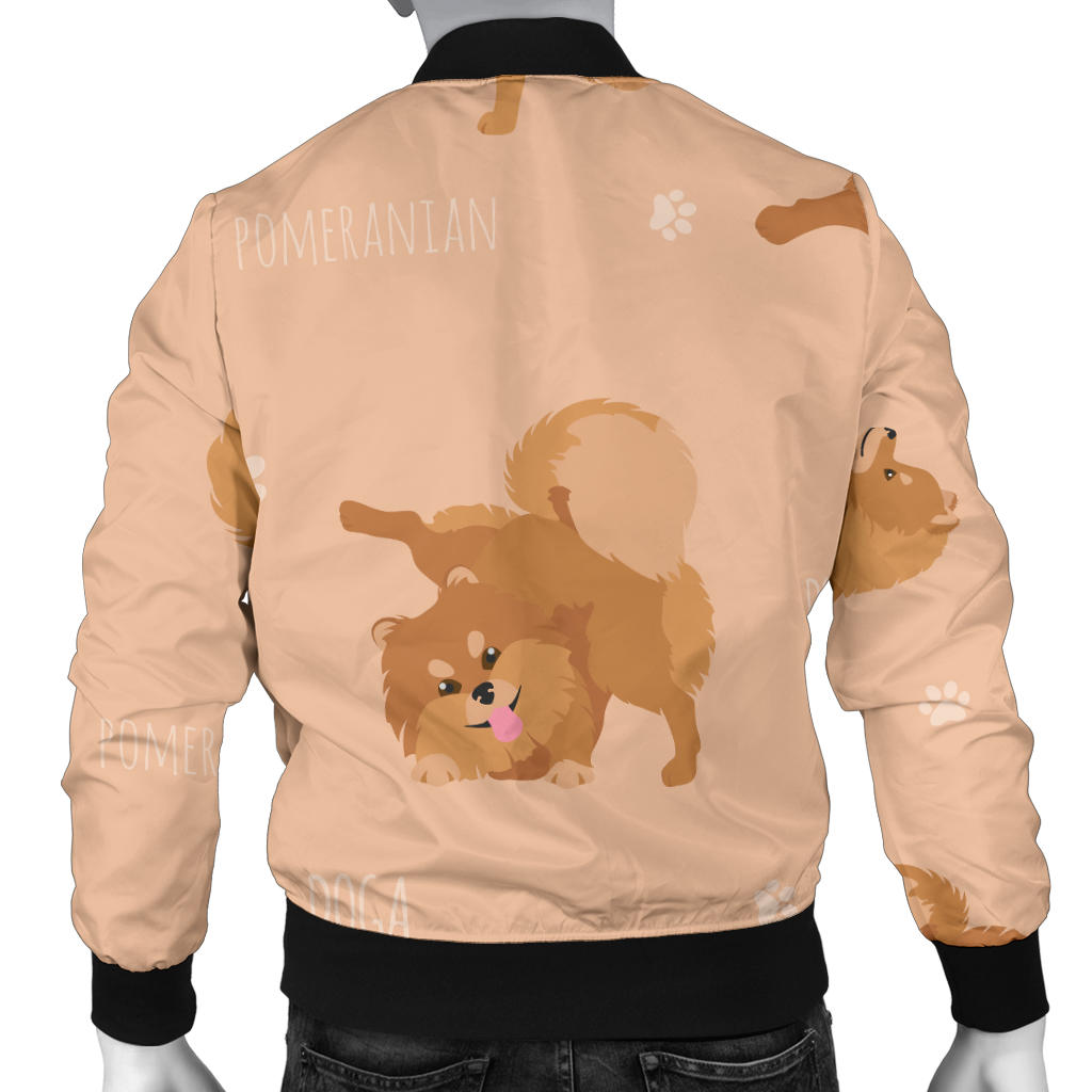 Pomeranians Pattern Print Design A06 Men Bomber Jacket