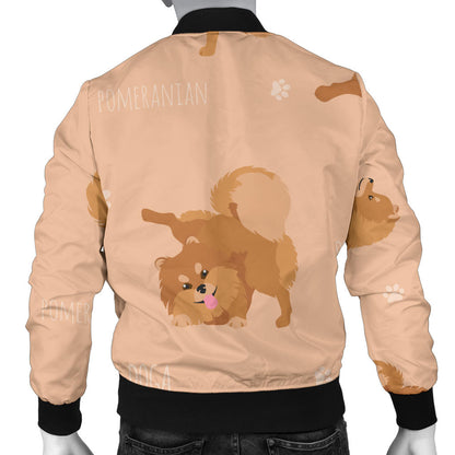 Pomeranians Pattern Print Design A06 Men Bomber Jacket