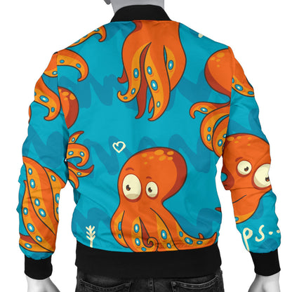 Octopus Pattern Print Design A02 Men Bomber Jacket