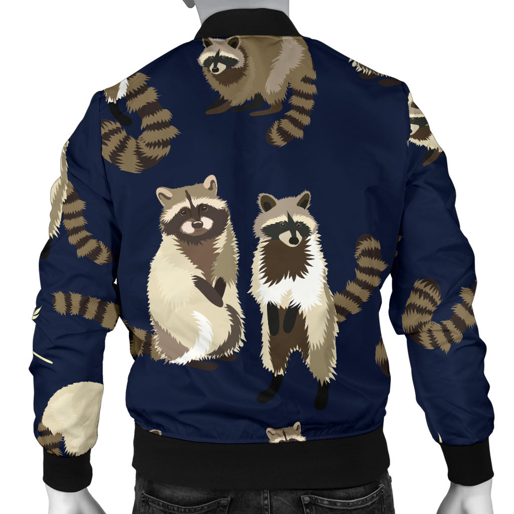 Raccoon Pattern Print Design A06 Men Bomber Jacket