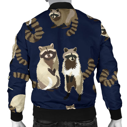 Raccoon Pattern Print Design A06 Men Bomber Jacket