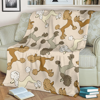 Poodle Pattern Print Design A01 Premium Blanket