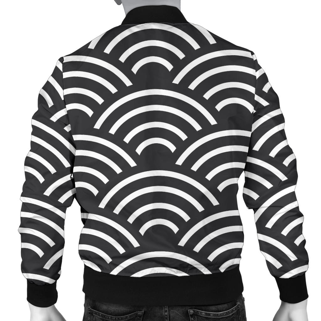Scales Black White Pattern Print Design 03 Men Bomber Jacket