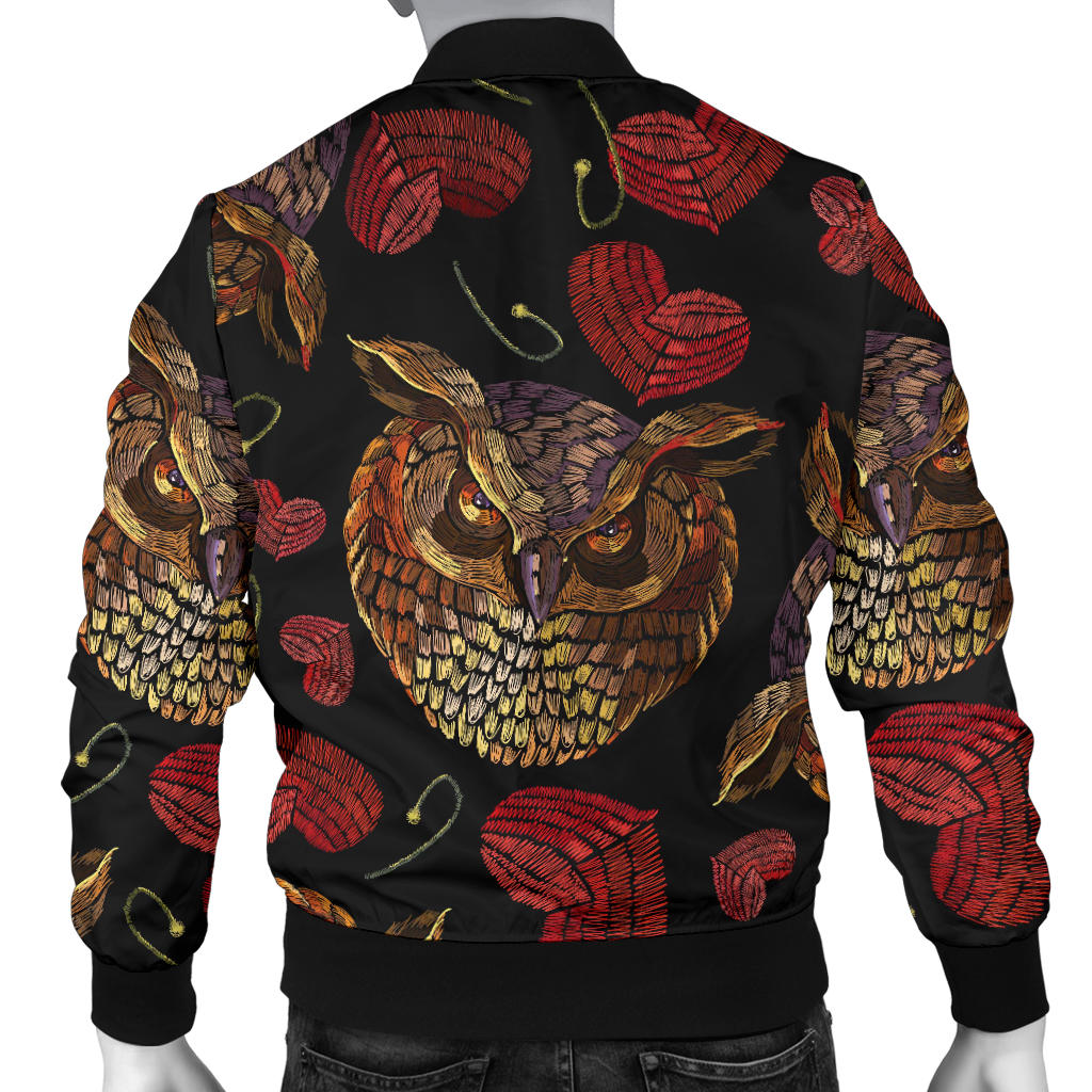 Owl Pattern Print Design A08 Men Bomber Jacket