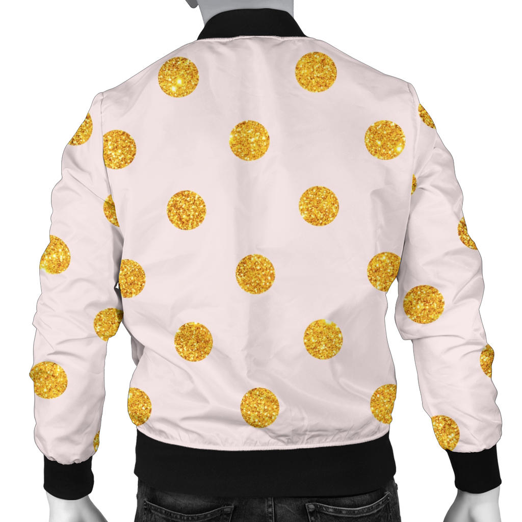 Polka Dot Gold Pink Pattern Print Design 01 Men Bomber Jacket