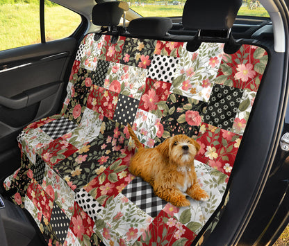 Patchwork Flower Pattern Print Design 03 Rear Dog Car Seat Cover Hammock