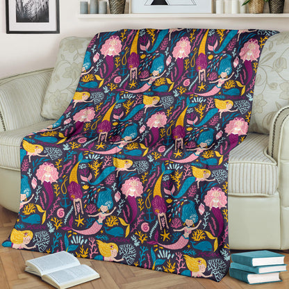 Mermaid Pattern Print Design 08 Premium Blanket
