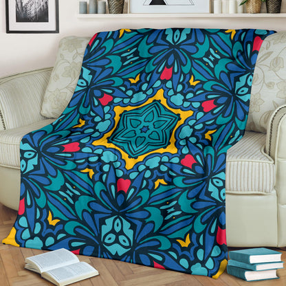 Kaleidoscope Pattern Print Design 04 Premium Blanket