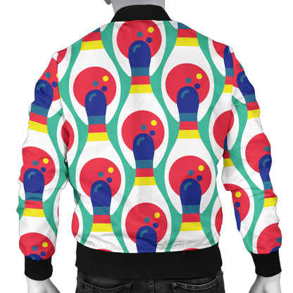 Bowling Pattern Print Design 05 Men Bomber Jacket