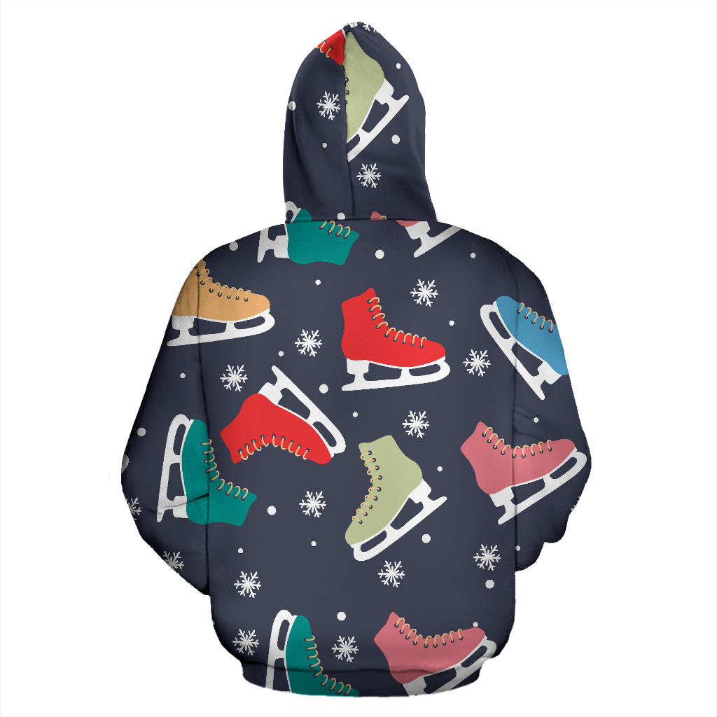 Ice Skate Pattern Print Design 04 Pullover Hoodie