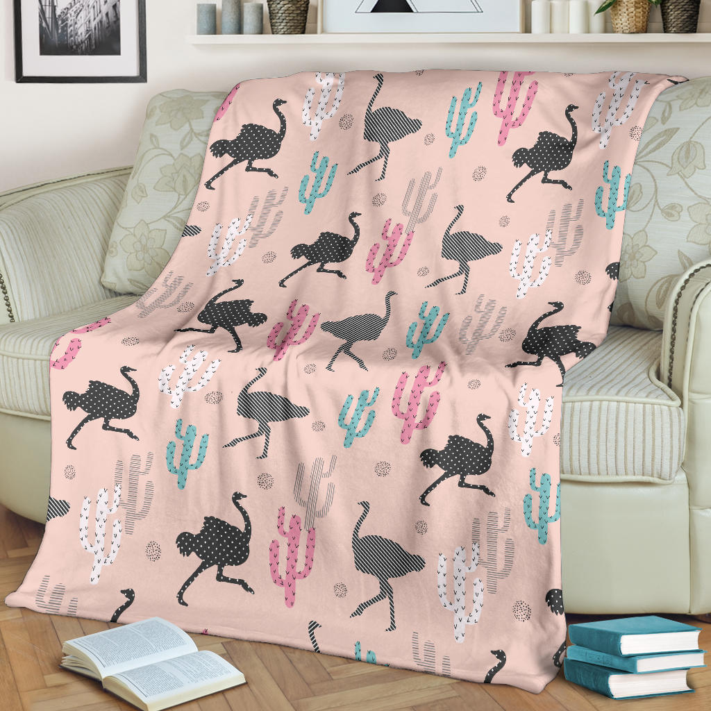 Ostrich Pattern Print Design 03 Premium Blanket